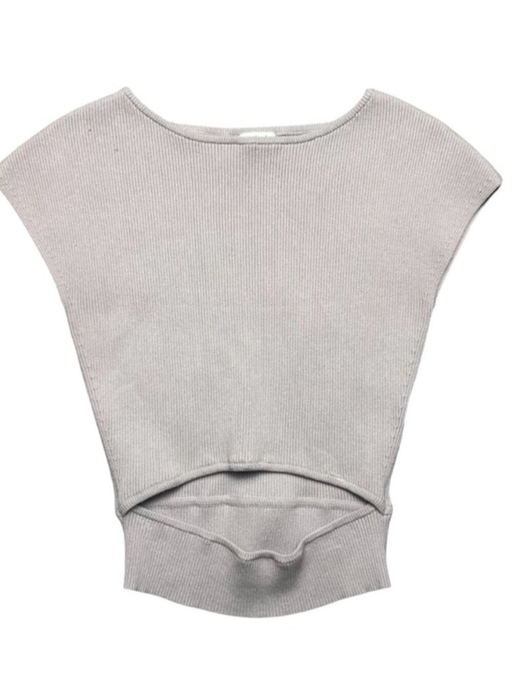 Cutout Knit Stretchy Cropped Ribbed Tank Sand